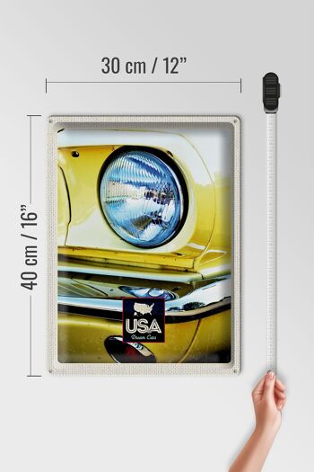 Plaque en tôle voyage 30x40cm Amérique phares de voiture vintage jaune 4