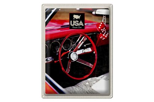 Blechschild Reise 30x40cm Amerika Oldtimer USA Rot Würfel