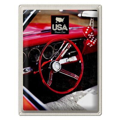 Blechschild Reise 30x40cm Amerika Oldtimer USA Rot Würfel