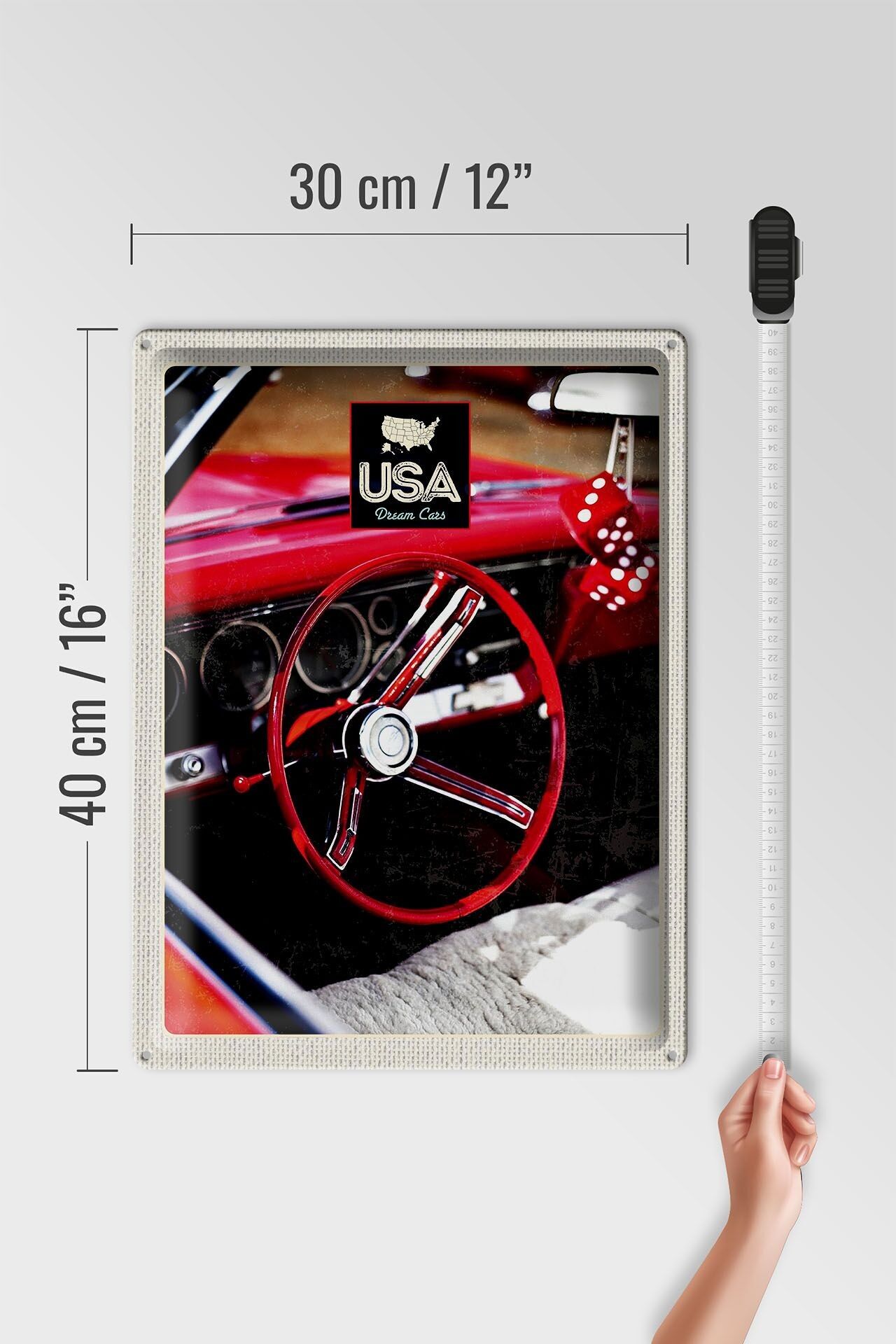 Buy wholesale Tin sign travel 30x40cm America vintage USA red cube