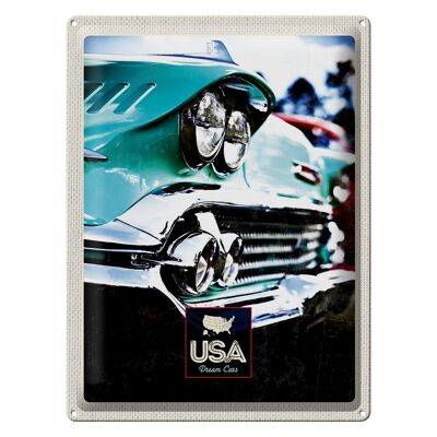 Cartel de chapa viaje 30x40cm América coche antiguo América verde