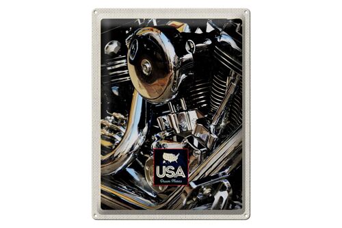 Blechschild Reise 30x40cm Amerika Oldtimer Silber Motor 90er