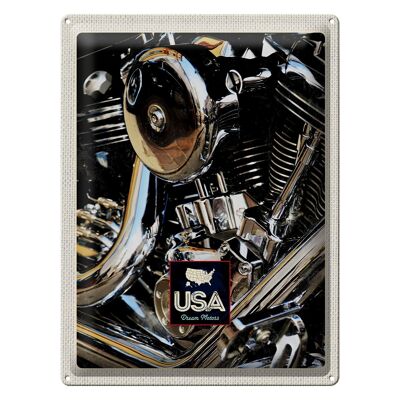 Targa in metallo da viaggio 30x40 cm America Vintage Silver Engine anni '90