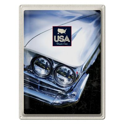 Targa in metallo da viaggio 30x40 cm America Classic Cars White Dream Cars