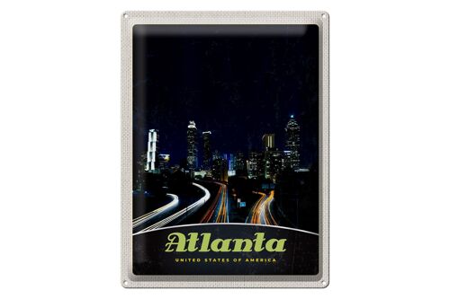 Blechschild Reise 30x40cm Atlanta Amerika Stadt Straße Gebäude