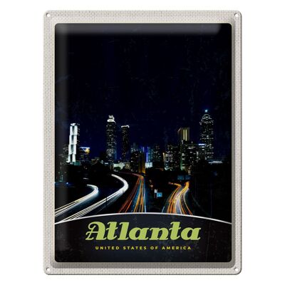 Cartel de chapa de viaje, 30x40cm, Atlanta, América, ciudad, edificio de la calle