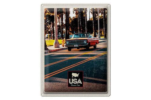 Blechschild Reise 30x40cm Amerika Oldtimer Straße Cabrio rot