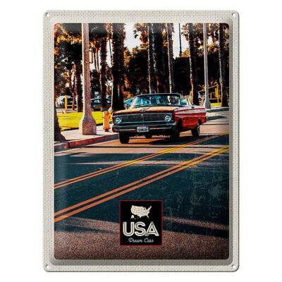 Blechschild Reise 30x40cm Amerika Oldtimer Straße Cabrio rot