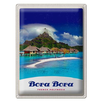 Targa in metallo da viaggio 30x40 cm Isola di Bora Bora vacanza spiaggia al sole