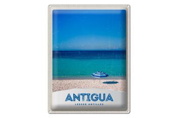 Signe en étain voyage 30x40cm, Antigua, île des caraïbes, plage de mer 1