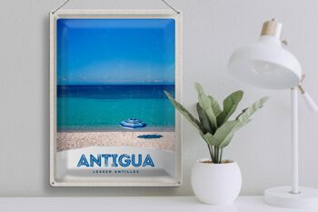 Signe en étain voyage 30x40cm, Antigua, île des caraïbes, plage de mer 3