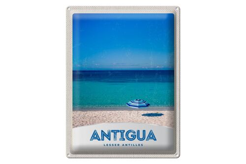 Blechschild Reise 30x40cm Antigua Karibik Insel Meer Strand