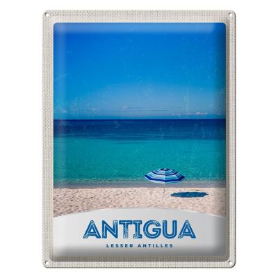 Targa in metallo da viaggio 30x40 cm Antigua Caraibi Isola Mare Spiaggia