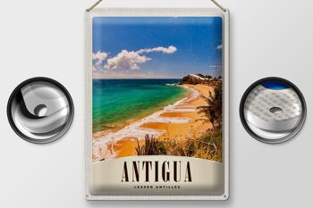 Signe en étain voyage 30x40cm, Antigua, plage des caraïbes, vacances en mer 2