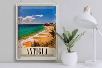 Signe en étain voyage 30x40cm, Antigua, plage des caraïbes, vacances en mer 3