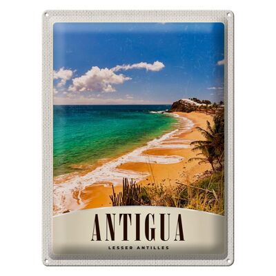 Targa in metallo da viaggio 30x40 cm Antigua Caraibi Spiaggia Mare Vacanza