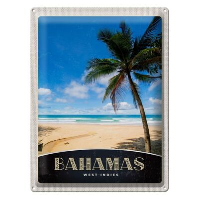 Blechschild Reise 30x40cm Bahamas West Indien Strand Palme