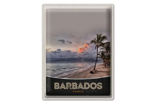 Blechschild Reise 30x40cm Barbados Strand Meer Unwetter Urlaub