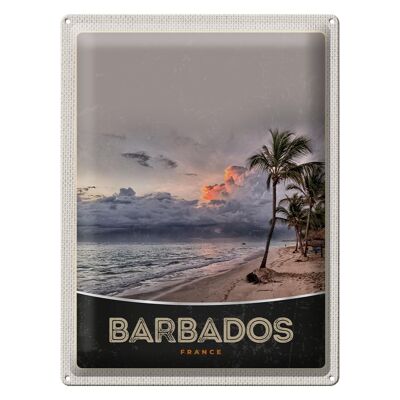 Cartel de chapa de viaje, 30x40cm, Barbados, playa, mar, tormenta, vacaciones