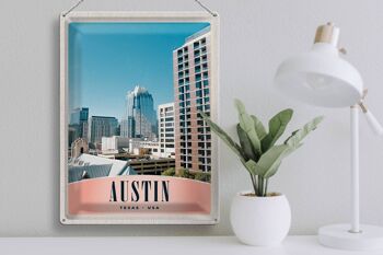 Panneau de voyage en étain, 30x40cm, Austin Texas America, bâtiment de grande hauteur 3