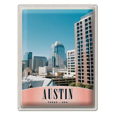 Cartel de chapa de viaje, edificio de gran altura de Austin, Texas, América, 30x40cm