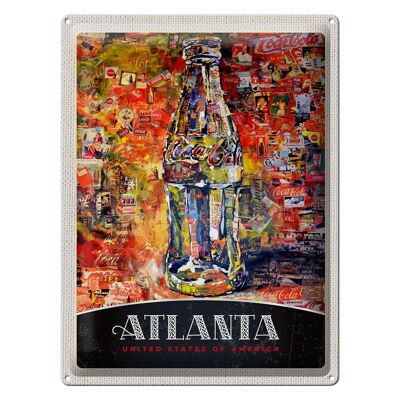 Blechschild Reise 30x40cm Atlanta Amerika Flasche Gemälde