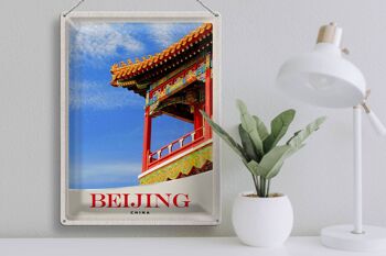 Panneau en étain voyage 30x40cm, maison de Pékin en Chine colorée traditionnelle 3