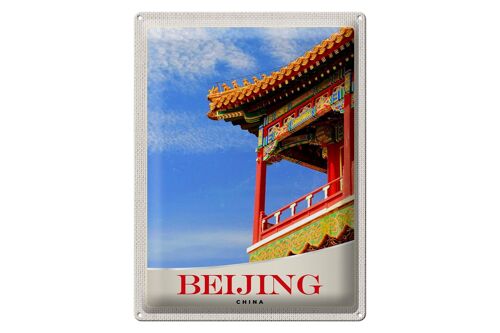 Blechschild Reise 30x40cm Beijing China Haus bunt traditionell