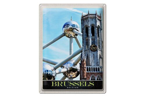 Blechschild Reise 30x40cm Belgien Brüssel Europa Atomium Urlaub