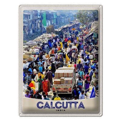 Targa in metallo da viaggio 30x40 cm Calcutta India 4,5 milioni di abitanti