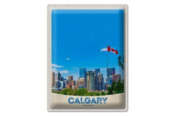 Signe en étain voyage 30x40cm, drapeau de la ville de Calgary Canada, vacances 1