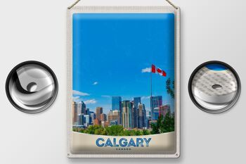 Signe en étain voyage 30x40cm, drapeau de la ville de Calgary Canada, vacances 2