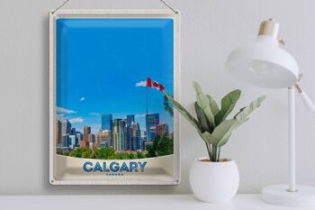 Signe en étain voyage 30x40cm, drapeau de la ville de Calgary Canada, vacances 3