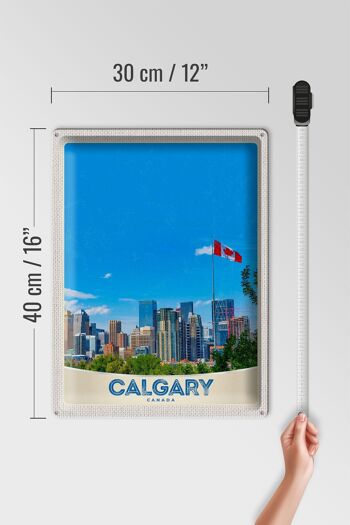 Signe en étain voyage 30x40cm, drapeau de la ville de Calgary Canada, vacances 4