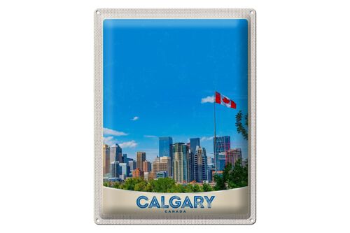 Blechschild Reise 30x40cm Calgary Kanada Stadt Flagge Urlaub