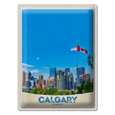 Blechschild Reise 30x40cm Calgary Kanada Stadt Flagge Urlaub