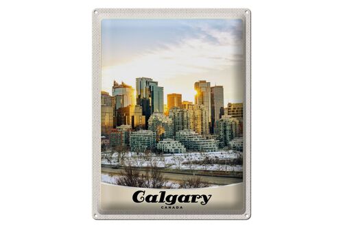 Blechschild Reise 30x40cm Calgary Kanada Europa Urlaub Schnee