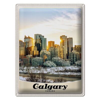 Blechschild Reise 30x40cm Calgary Kanada Europa Urlaub Schnee