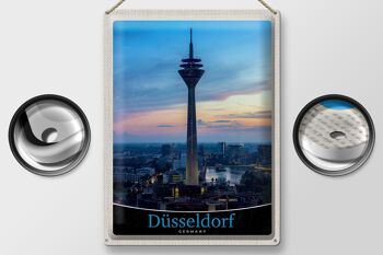 Panneau en étain voyage 30x40cm, tour de télévision de Düsseldorf, voyage avec vue 2