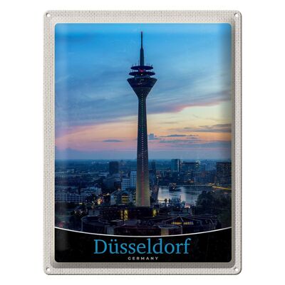 Cartel de chapa Travel 30x40cm Viaje con vistas a la torre de televisión de Düsseldorf