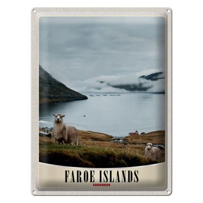 Cartel de chapa de viaje, 30x40cm, Dinamarca, Islas Feroe, ovejas, vacaciones