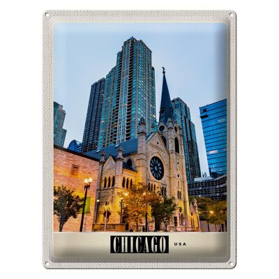 Targa in metallo da viaggio 30x40 cm Chicago America City High-rise Vacation