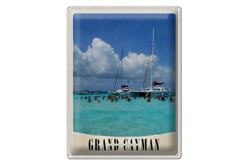 Blechschild Reise 30x40cm Grand Cayman Insel Amerika Yacht