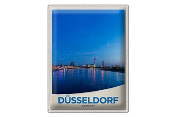 Signe en étain voyage 30x40cm, tour du pont de la ville fluviale de Düsseldorf 1