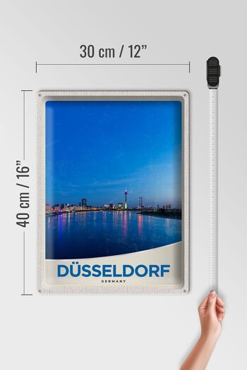 Signe en étain voyage 30x40cm, tour du pont de la ville fluviale de Düsseldorf 4