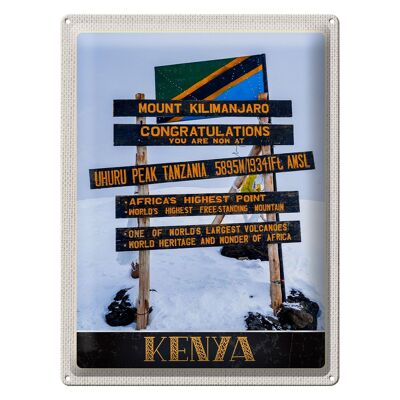 Targa in metallo da viaggio 30x40 cm Kenya Africa Monte Kilimanjaro 5895 M