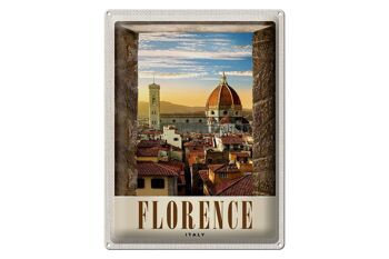 Signe en étain voyage 30x40cm, Architecture de l'église de la vieille ville de Florence 1