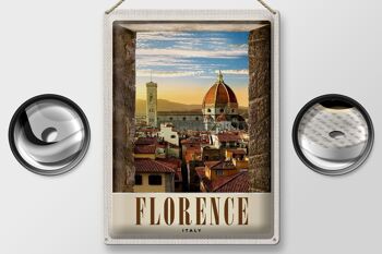 Signe en étain voyage 30x40cm, Architecture de l'église de la vieille ville de Florence 2