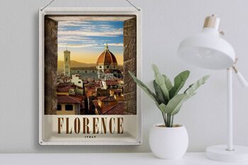Signe en étain voyage 30x40cm, Architecture de l'église de la vieille ville de Florence 3
