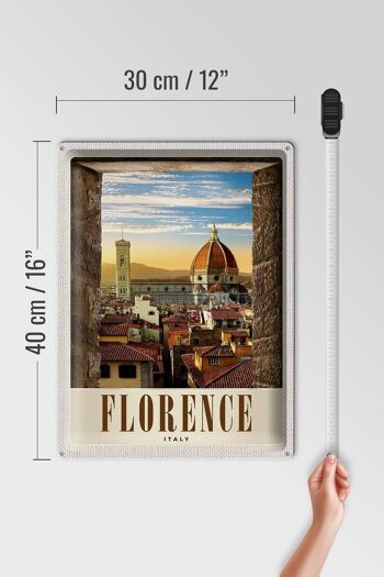 Signe en étain voyage 30x40cm, Architecture de l'église de la vieille ville de Florence 4